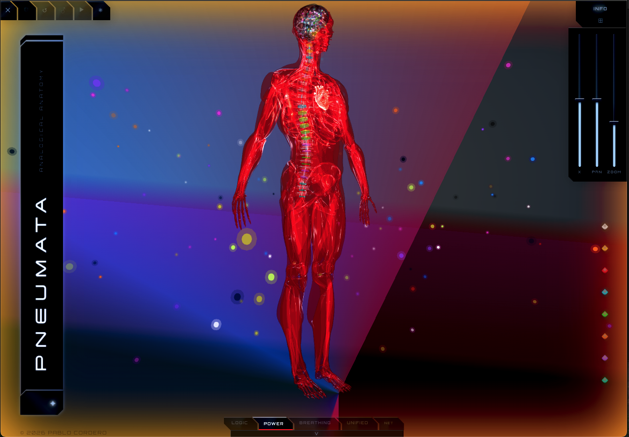 Pneumata — Power mode, full body red emissive glow